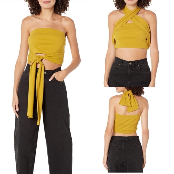NWT The Drop Women's Citronelle Wrap-Around Rib Bustier Cropped Top SIZE S - Picture 7 of 13